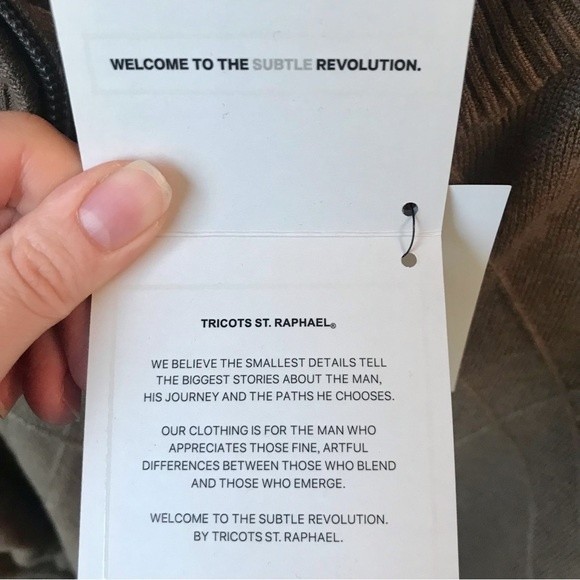 TRICOTS ST RAPHAEL Sweater Quarter Zip Pullover Knit Mockneck Cigar Brown NWT - Picture 8 of 11